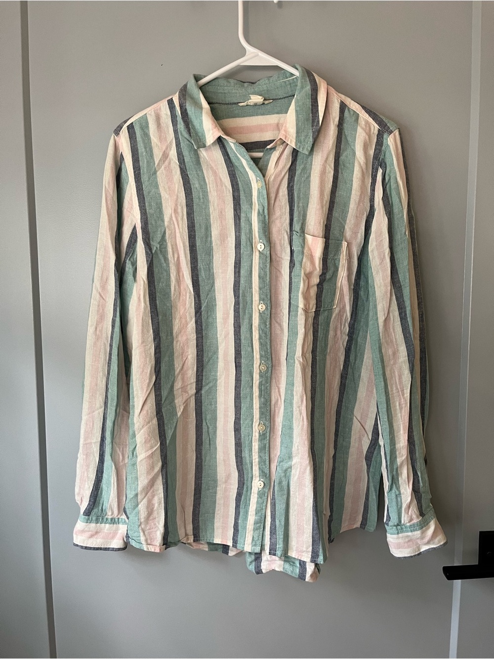 Women’s Linen-Blend Striped Pastel Green & Pink